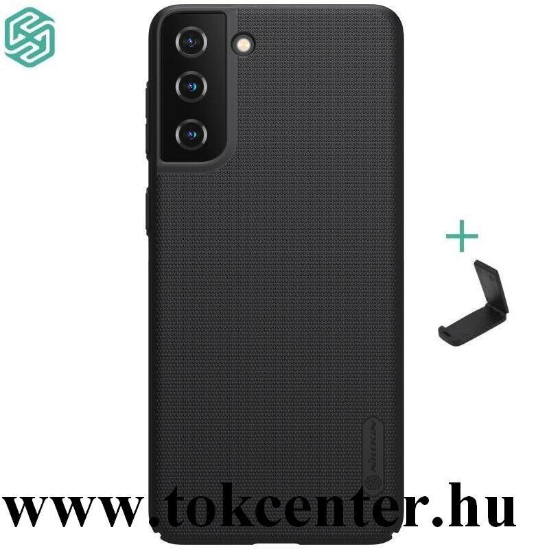 Samsung Galaxy S21 Plus (SM-G996) 5G NILLKIN SUPER FROSTED műanyag telefonvédő (gumírozott, érdes felület + asztali tartó) FEKETE