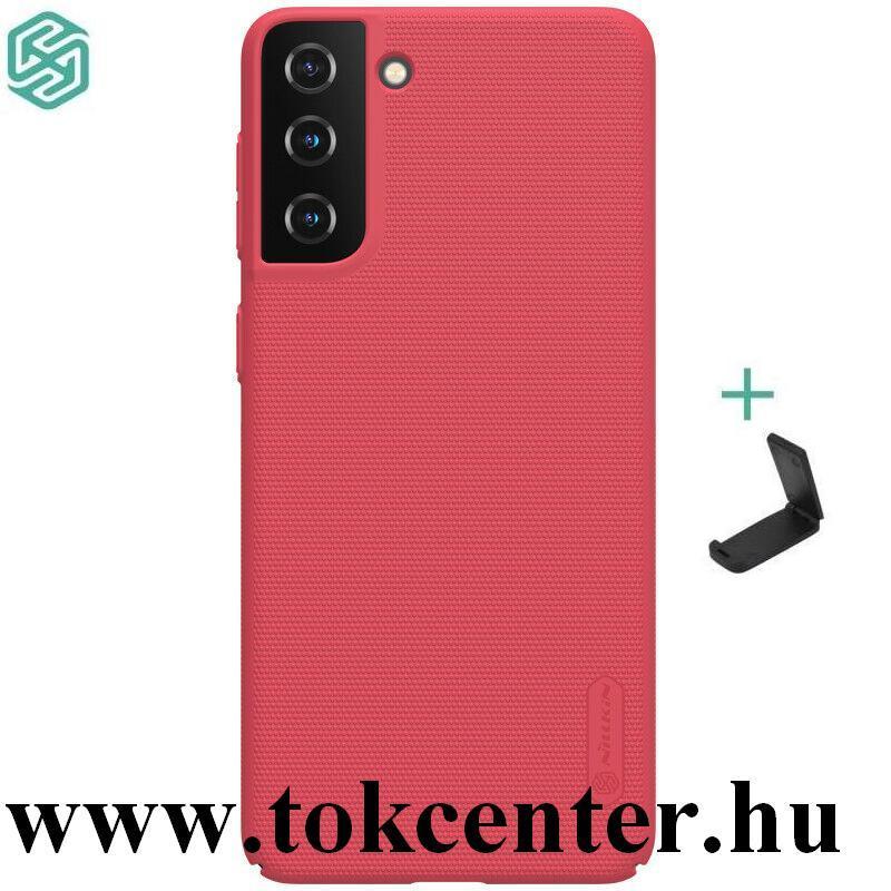 Samsung Galaxy S21 Plus (SM-G996) 5G NILLKIN SUPER FROSTED műanyag telefonvédő (gumírozott, érdes felület + asztali tartó) PIROS