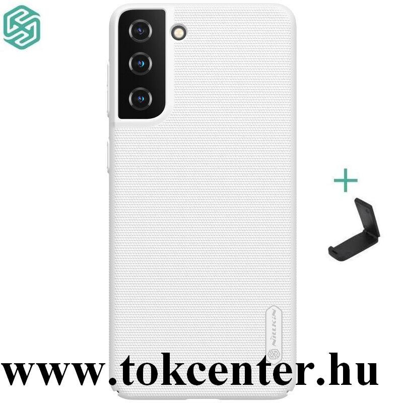 Samsung Galaxy S21 Plus (SM-G996) 5G NILLKIN SUPER FROSTED műanyag telefonvédő (gumírozott, érdes felület + asztali tartó) FEHÉR