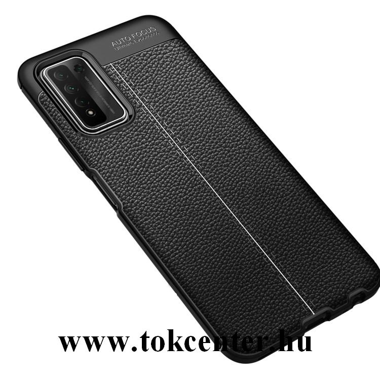 Honor 10X Lite Szilikon telefonvédő (közepesen ütésálló, bőr hatású, varrás minta) FEKETE