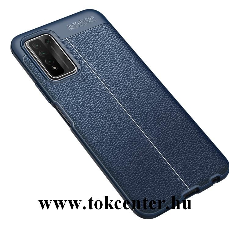 Honor 10X Lite Szilikon telefonvédő (közepesen ütésálló, bőr hatású, varrás minta) SÖTÉTKÉK