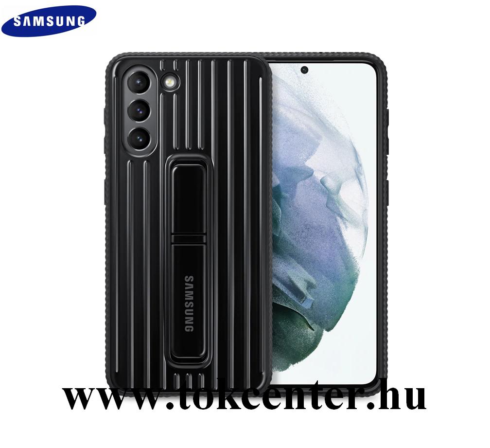 Samsung Galaxy S21 (SM-G991) 5G Gyári Műanyag telefonvédő (dupla rétegű, gumírozott, asztali tartó funkció) FEKETE (EF-RG991CBEG)