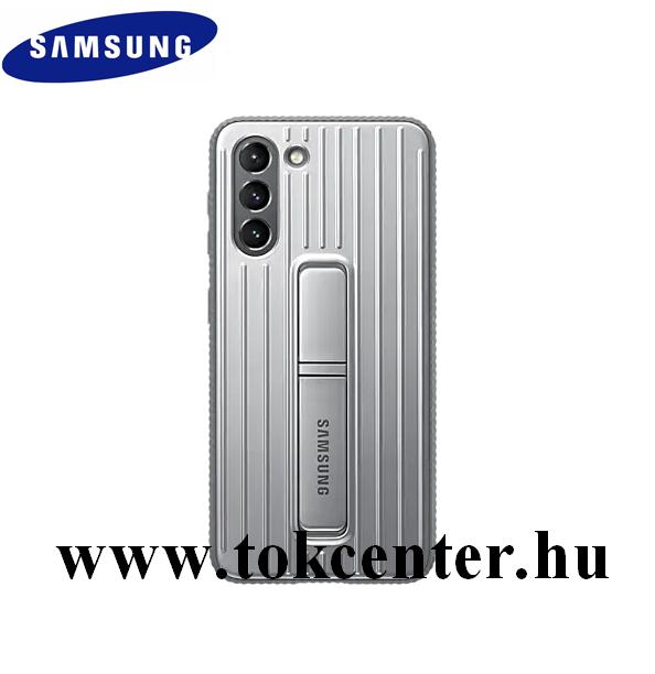 Samsung Galaxy S21 Plus (SM-G996) 5G Gyári Műanyag telefonvédő (dupla rétegű, gumírozott, asztali tartó funkció) VILÁGOSSZÜRKE (EF-RG996CJEG)
