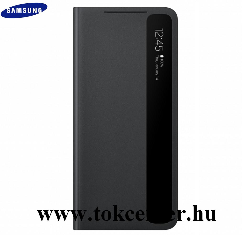 Samsung Galaxy S21 Ultra (SM-G998) 5G Gyári Tok álló (aktív flip, oldalra nyíló, Clear View Cover) FEKETE (EF-ZG998CBEG)