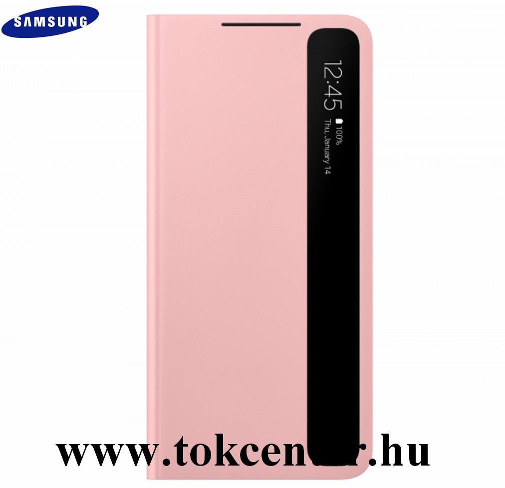 Samsung Galaxy S21 (SM-G991) 5G Gyári Tok álló (aktív flip, oldalra nyíló, Clear View Cover) RÓZSASZÍN (EF-ZG991CPEG)