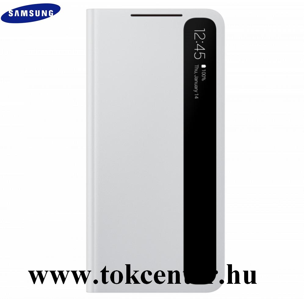 Samsung Galaxy S21 Plus (SM-G996) 5G Gyári Tok álló (aktív flip, oldalra nyíló, Clear View Cover) VILÁGOSSZÜRKE (EF-ZG996CJEG)
