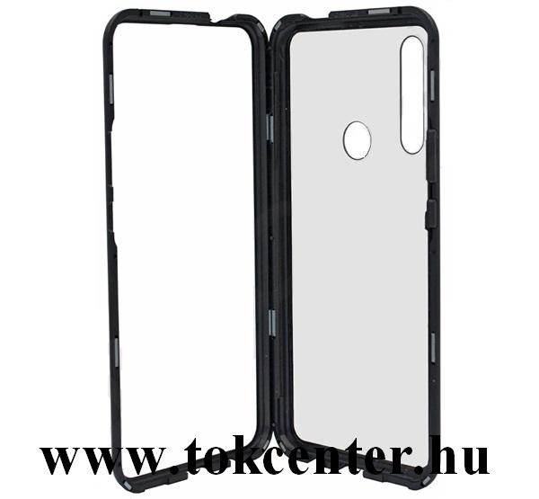 Huawei P Smart Z (Y9 Prime 2019) Alumínium telefonvédő (mágneses, közepesen ütésálló, edzett üveg hátlap, 9H) FEKETE