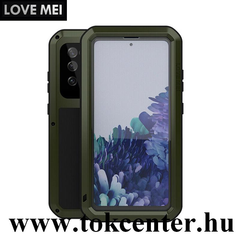 Samsung Galaxy S20 FE (SM-G780) LOVE MEI Powerful defender telefonvédő gumi (ütésálló, fém keret + Gorilla Glass üveg) ZÖLD