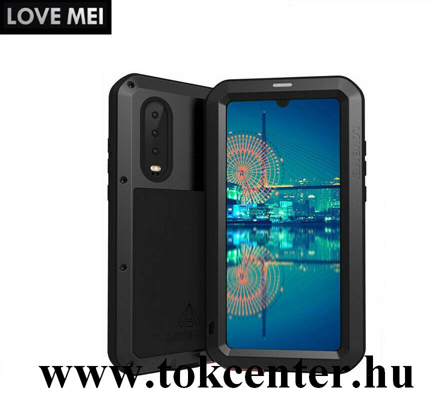 Huawei P30 LOVE MEI Defender telefonvédő gumi (ütésálló, fém keret) FEKETE