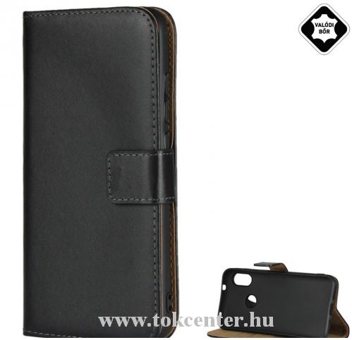 Huawei P9 lite Tok álló, valódi bőr (FLIP, mágneses, oldalra nyíló, asztali tartó funkció) FEKETE