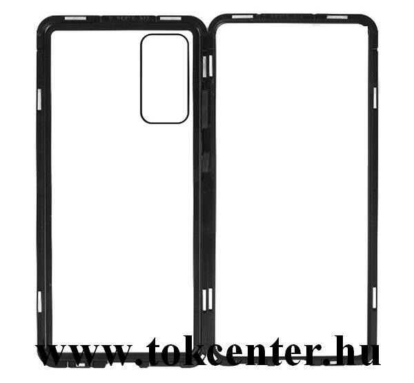 Samsung Galaxy S20 FE (SM-G780) Alumínium telefonvédő (360°-os védelem, mágneses, közepesen ütésálló, edzett üveg előlap, hátlap, 9H) FEKETE