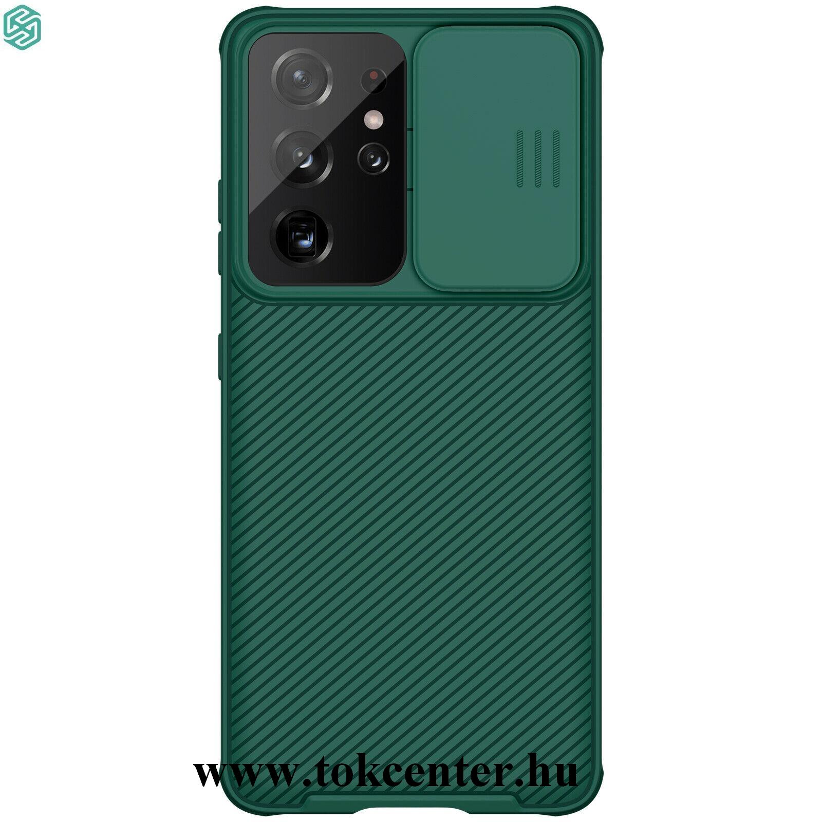 Samsung Galaxy S21 Ultra (SM-G998) 5G NILLKIN CAMSHIELD PRO műanyag telefonvédő (szilikon keret, közepesen ütésálló, kamera védelem) SÖTÉTZÖLD