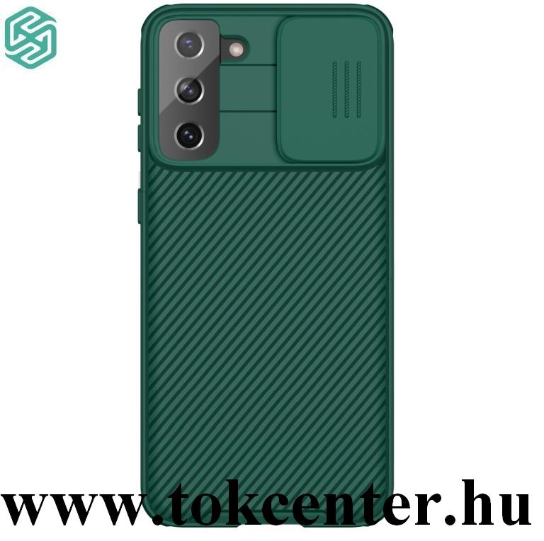 Samsung Galaxy S21 (SM-G991) 5G NILLKIN CAMSHIELD PRO műanyag telefonvédő (szilikon keret, közepesen ütésálló, kamera védelem) SÖTÉTZÖLD