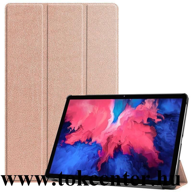 Samsung Galaxy Tab S7 Plus WIFI (SM-T970) / Tab S7 Plus WIFI 5G (SM-T976) Tok álló, bőr hatású (aktív flip, oldalra nyíló, TRIFOLD asztali tartó funkció) ROZÉARANY