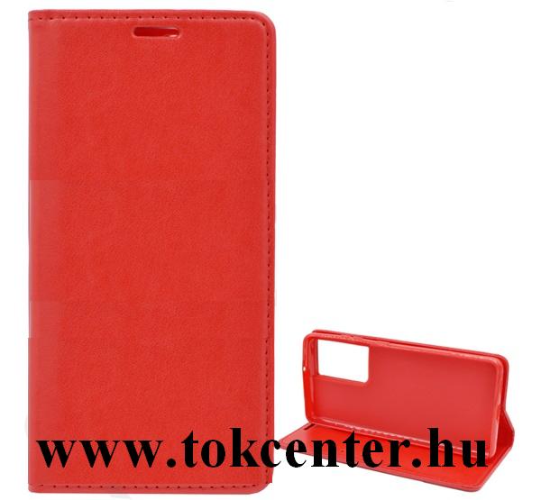 Samsung Galaxy S21 Ultra (SM-G998) 5G Tok álló, bőr hatású (FLIP, oldalra nyíló, asztali tartó funkció) PIROS