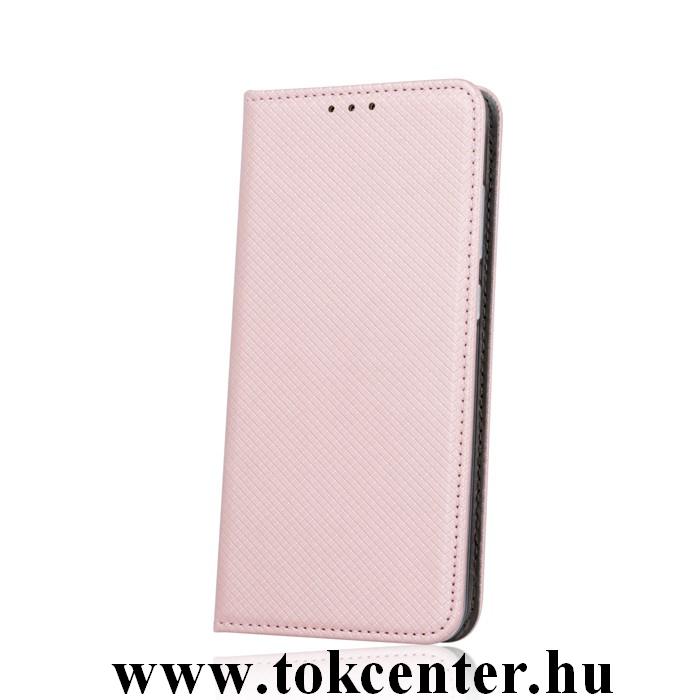 Samsung Galaxy A02s (SM-A025F) Tok álló, bőr hatású (FLIP, oldalra nyíló, asztali tartó funkció, rombusz minta) ROZÉARANY
