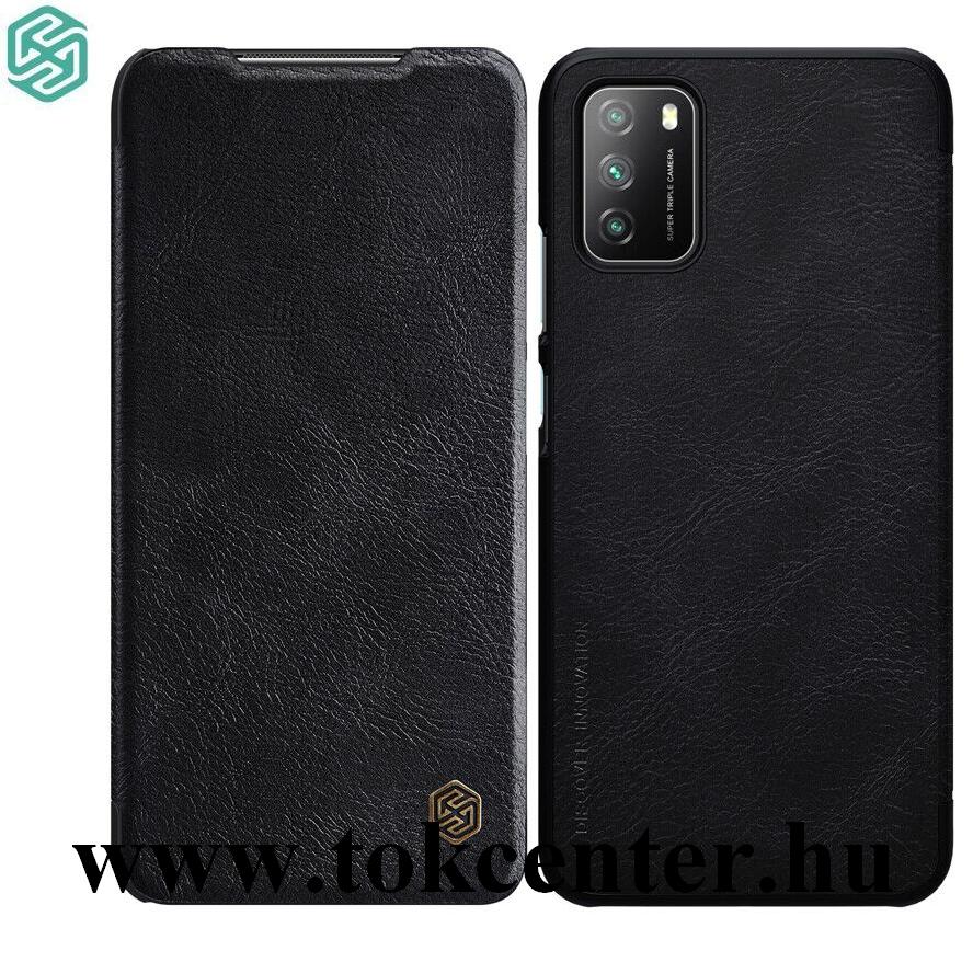 Xiaomi Poco M3 NILLKIN QIN tok álló, bőr hatású (FLIP, oldalra nyíló, bankkártya tartó) FEKETE