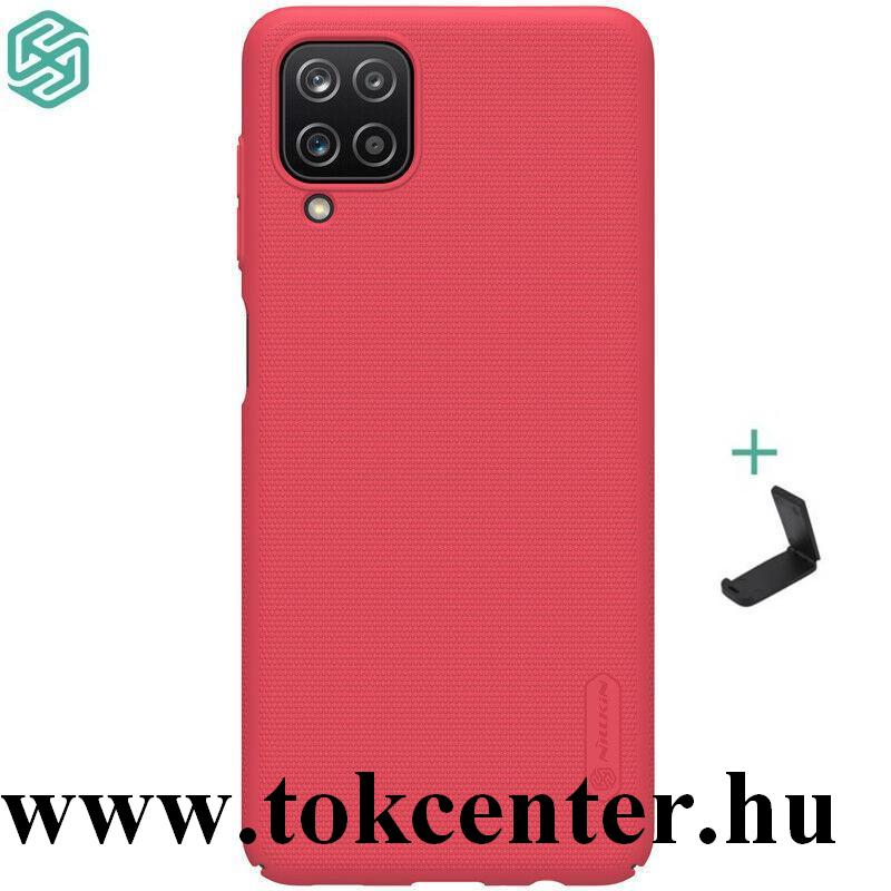 Samsung Galaxy A12 (SM-A125F) NILLKIN SUPER FROSTED műanyag telefonvédő (gumírozott, érdes felület + asztali tartó) PIROS