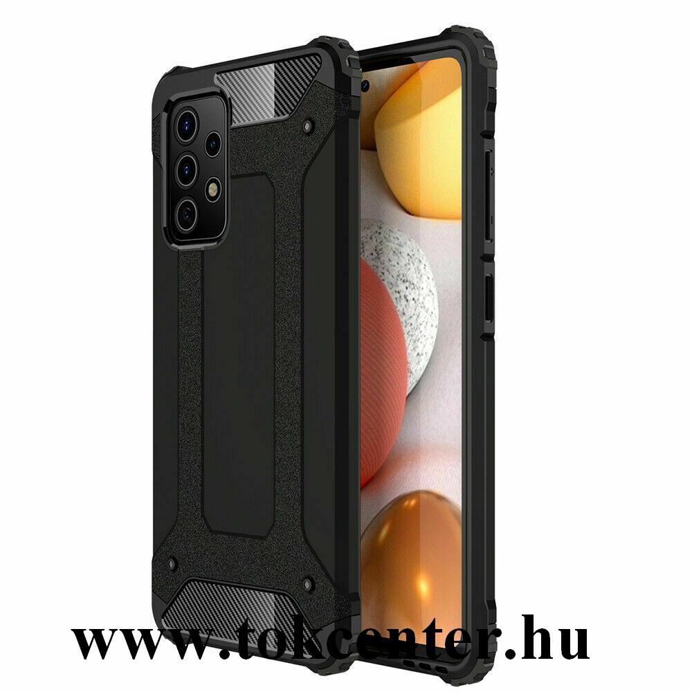 Samsung Galaxy A52 5G (SM-A526F) Defender műanyag telefonvédő (közepesen ütésálló, légpárnás sarok, szilikon belső, fémhatás) FEKETE