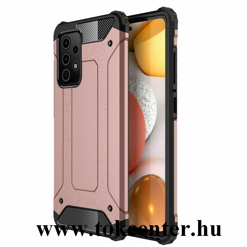 Samsung Galaxy A52 5G (SM-A526F) Defender műanyag telefonvédő (közepesen ütésálló, légpárnás sarok, szilikon belső, fémhatás) ROZÉARANY