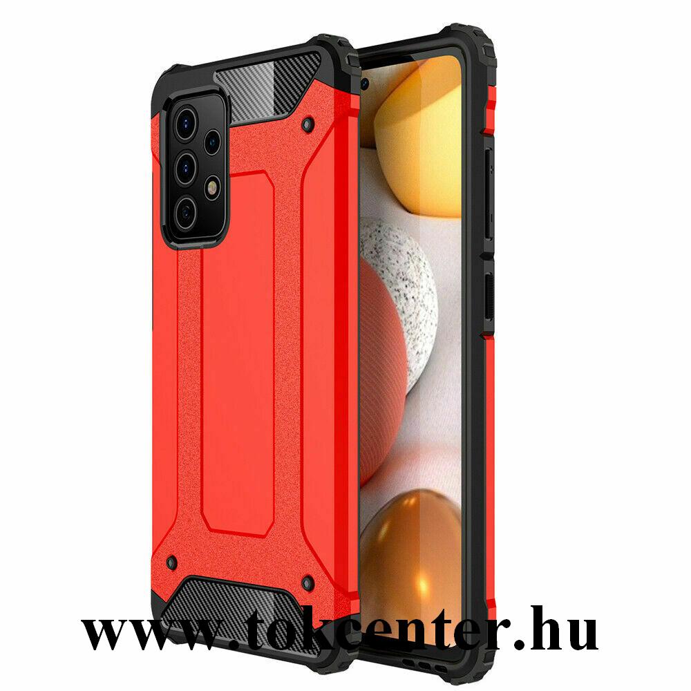 Samsung Galaxy A72 5G (SM-A726F) Defender műanyag telefonvédő (közepesen ütésálló, légpárnás sarok, szilikon belső, fémhatás) PIROS