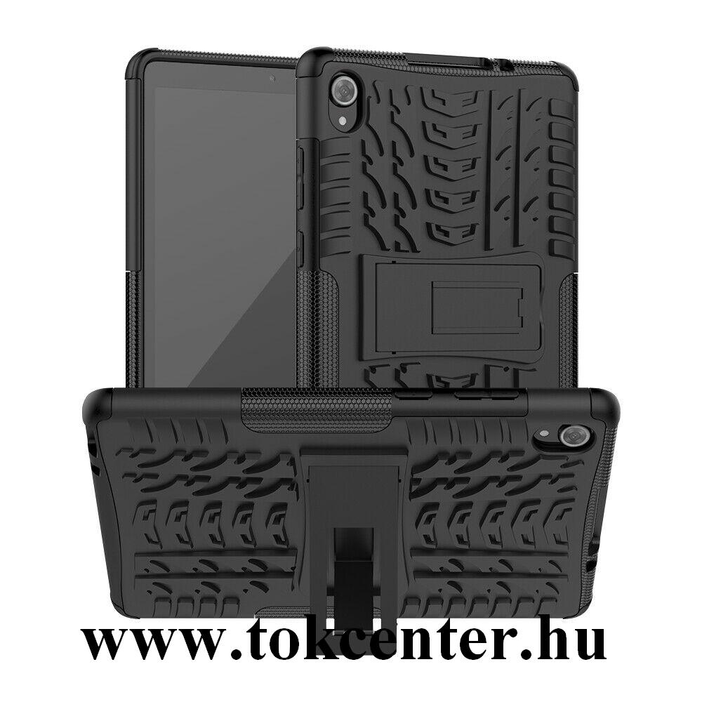 Lenovo Tab M8 (TB-8505F) WIFI / Lenovo Tab M8 (TB-8505X) LTE Defender műanyag telefonvédő (közepesen ütésálló, szilikon belső, kitámasztó, autógumi minta) FEKETE