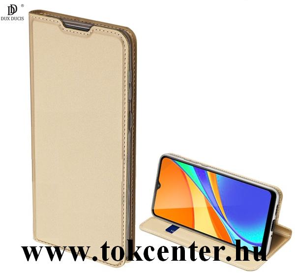 Samsung Galaxy S21 (SM-G991) 5G DUX DUCIS SKIN PRO tok álló, bőr hatású (FLIP, oldalra nyíló, bankkártya tartó, asztali tartó funkció) ARANY