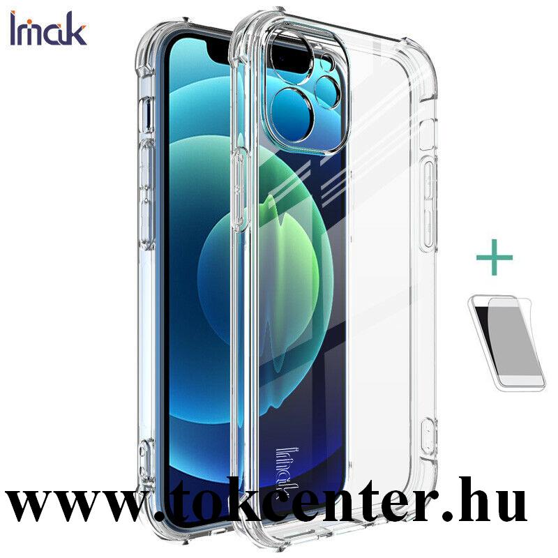 Apple iPhone 12 mini IMAK szilikon telefonvédő (közepesen ütésálló, légpárnás sarok + képernyővédő fólia) ÁTLÁTSZÓ