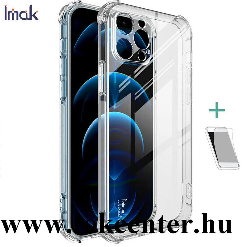 Apple iPhone 12 Pro Max IMAK szilikon telefonvédő (közepesen ütésálló, légpárnás sarok + képernyővédő fólia) ÁTLÁTSZÓ