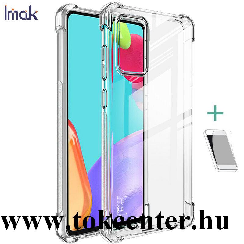 Samsung Galaxy A52 5G (SM-A526F) IMAK szilikon telefonvédő (közepesen ütésálló, légpárnás sarok + képernyővédő fólia) ÁTLÁTSZÓ