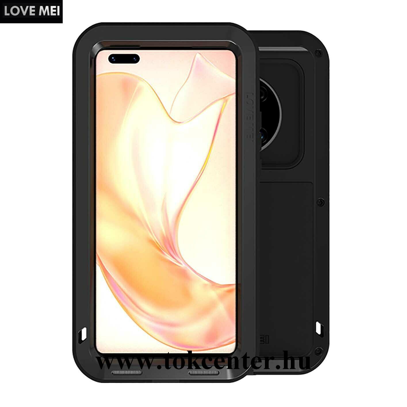 Huawei Mate 40 Pro LOVE MEI Defender telefonvédő gumi (ütésálló, fém keret) FEKETE