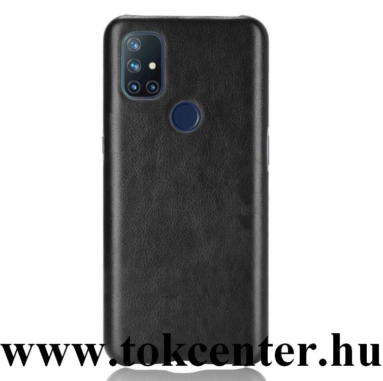 OnePlus Nord N10 5G Műanyag telefonvédő (bőr hatású bevonat) FEKETE