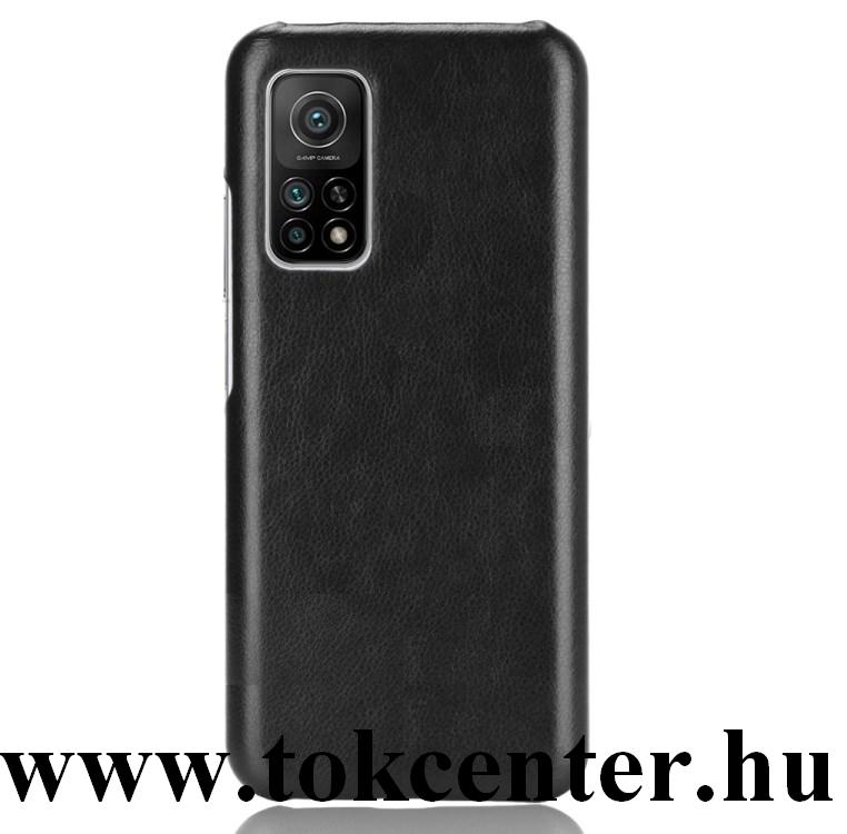 Xiaomi Mi 10T 5G / Xiaomi Mi 10T Pro 5G Műanyag telefonvédő (bőr hatású bevonat) FEKETE