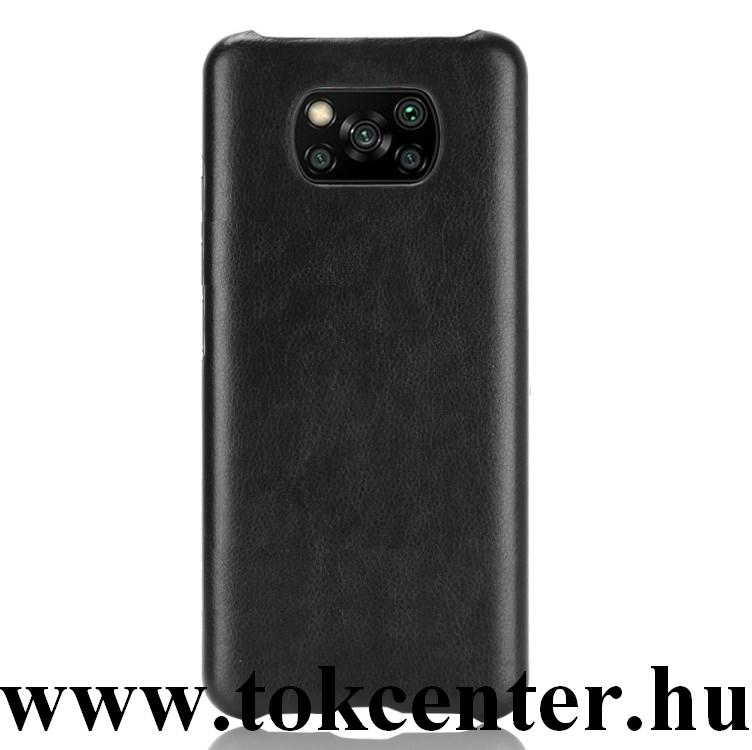 Xiaomi Poco X3 NFC Műanyag telefonvédő (bőr hatású bevonat) FEKETE