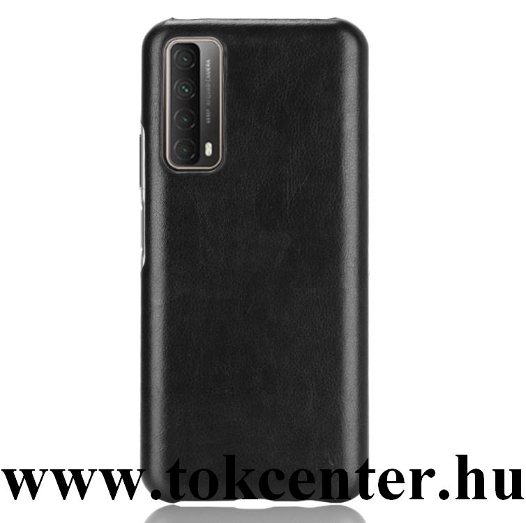 Huawei P Smart (2021) Műanyag telefonvédő (bőr hatású bevonat) FEKETE