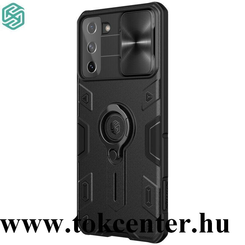 Samsung Galaxy S21 Plus (SM-G996) 5G NILLKIN CAMSHIELD ARMOR defender műanyag telefonvédő (szilikon belső, közepesen ütésálló, telefontartó gyűrű) FEKETE