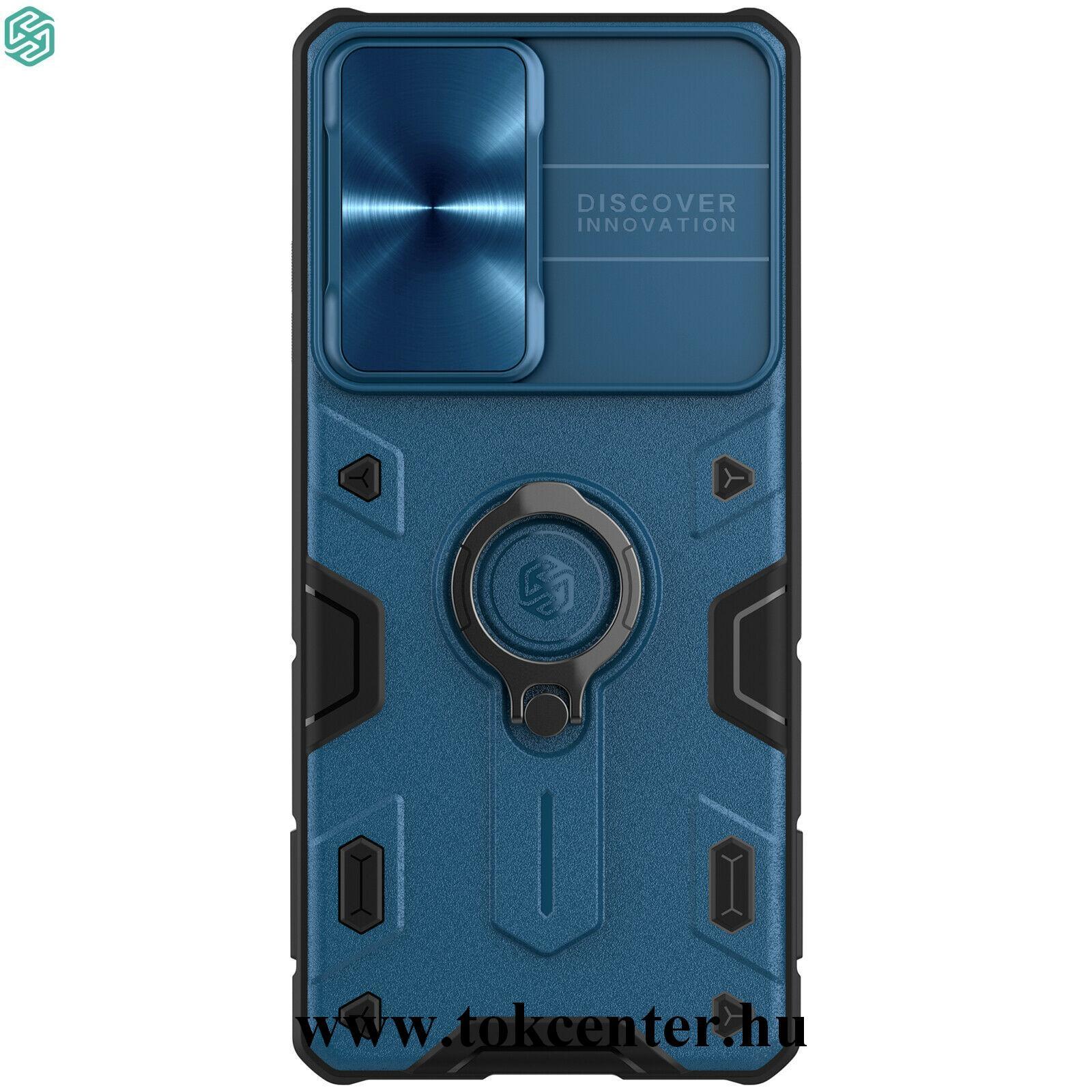 Samsung Galaxy S21 Ultra (SM-G998) 5G NILLKIN CAMSHIELD ARMOR defender műanyag telefonvédő (szilikon belső, közepesen ütésálló, telefontartó gyűrű) SÖTÉTKÉK