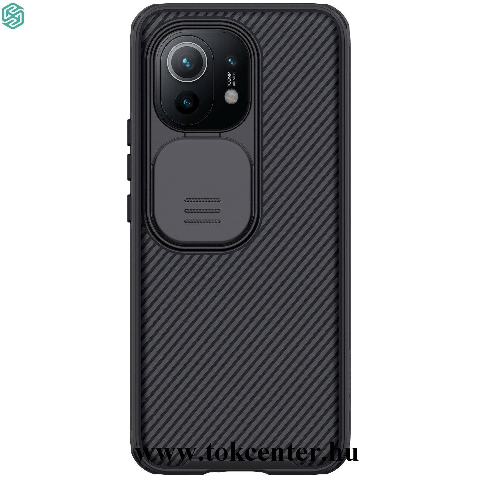 Xiaomi Mi 11 NILLKIN CAMSHIELD műanyag telefonvédő (szilikon keret, közepesen ütésálló, kamera védelem, csíkos) FEKETE