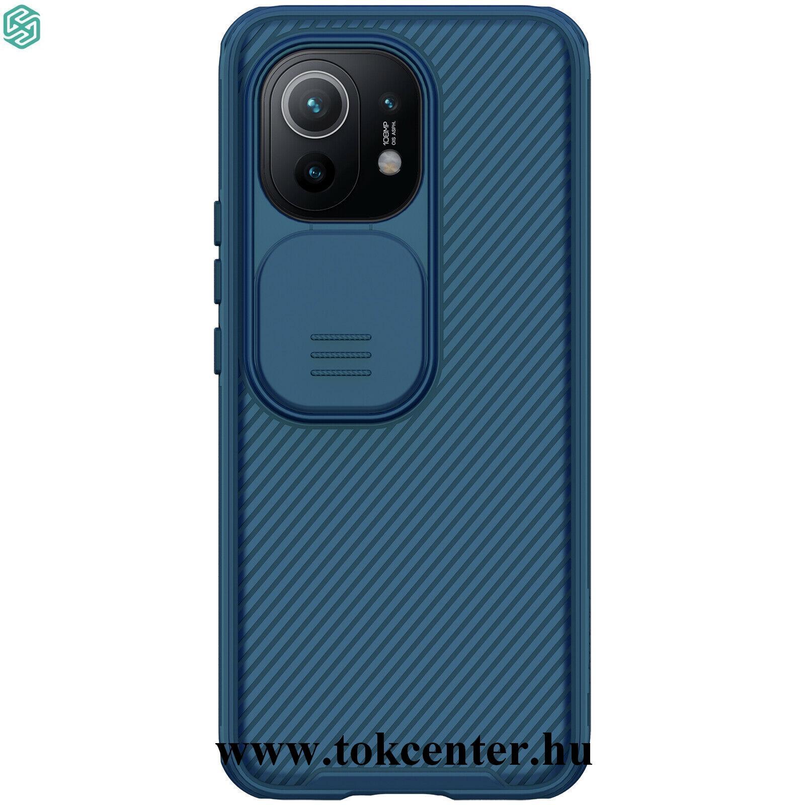 Xiaomi Mi 11 NILLKIN CAMSHIELD műanyag telefonvédő (szilikon keret, közepesen ütésálló, kamera védelem, csíkos) SÖTÉTKÉK