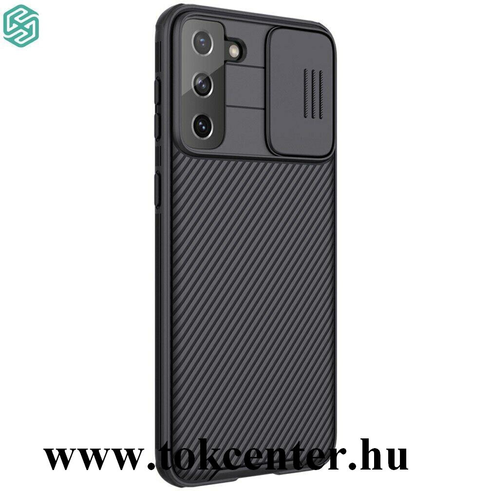 Samsung Galaxy S21 Plus (SM-G996) 5G NILLKIN CAMSHIELD műanyag telefonvédő (szilikon keret, közepesen ütésálló, kamera védelem, csíkos) FEKETE