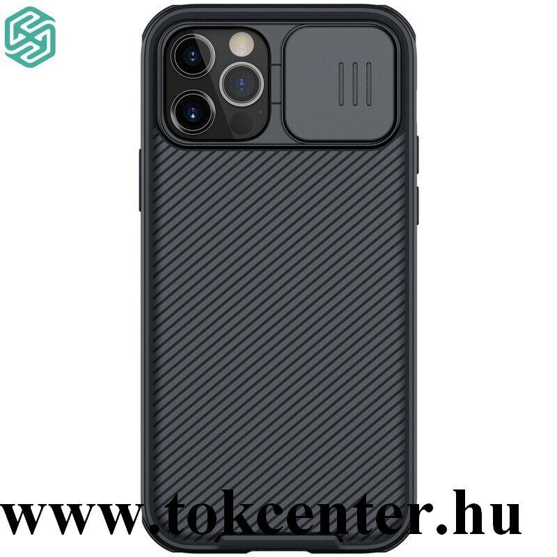 Apple iPhone 12 / Apple iPhone 12 Pro NILLKIN CAMSHIELD PRO MAGNETIC műanyag telefonvédő (közepesen ütésálló, kamera védelem, fémlemez, csíkos) FEKETE