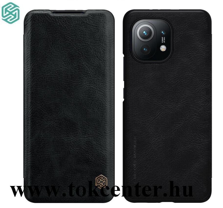 Xiaomi Mi 11 NILLKIN QIN tok álló, bőr hatású (aktív flip, oldalra nyíló, bankkártya tartó) FEKETE