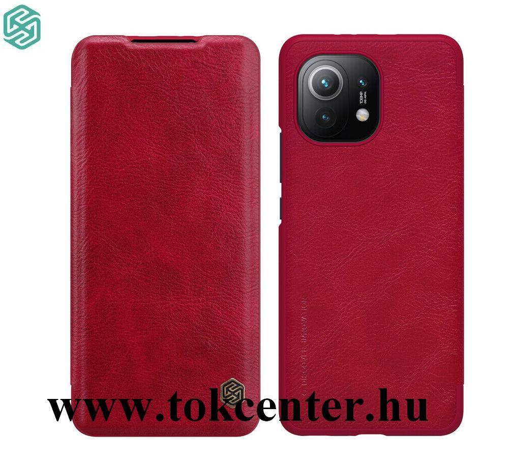 Xiaomi Mi 11 NILLKIN QIN tok álló, bőr hatású (aktív flip, oldalra nyíló, bankkártya tartó) PIROS