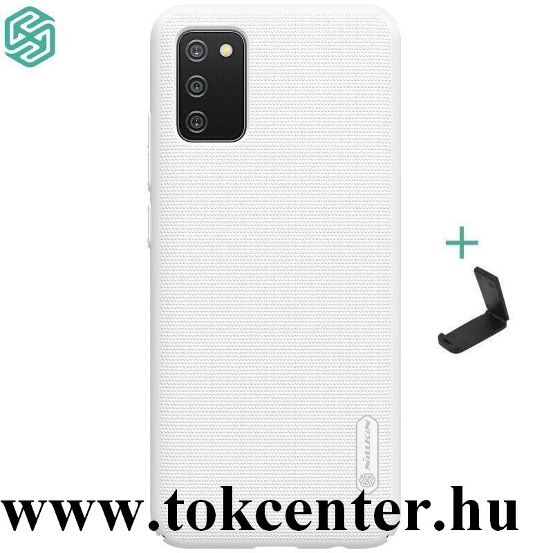 Samsung Galaxy A02s (SM-A025F) NILLKIN SUPER FROSTED műanyag telefonvédő (gumírozott, érdes felület + asztali tartó) FEHÉR