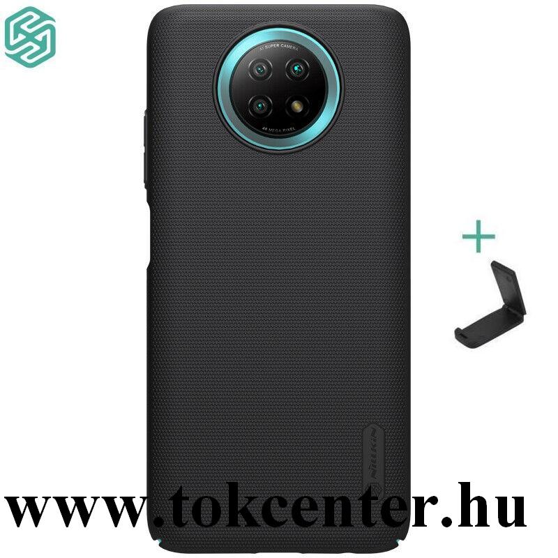 Xiaomi Redmi Note 9 5G NILLKIN SUPER FROSTED műanyag telefonvédő (gumírozott, érdes felület + asztali tartó) FEKETE