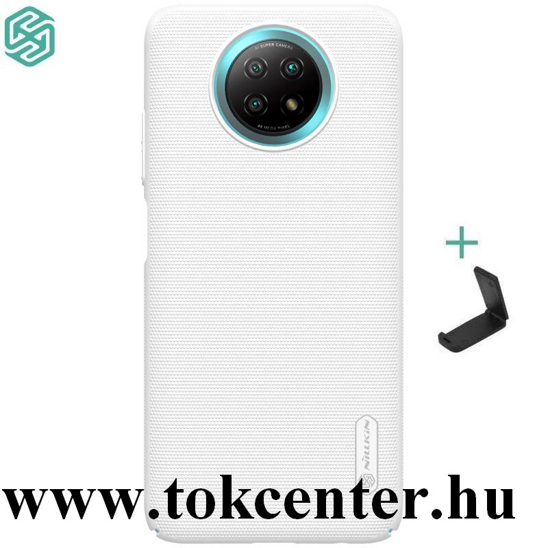 Xiaomi Redmi Note 9 5G NILLKIN SUPER FROSTED műanyag telefonvédő (gumírozott, érdes felület + asztali tartó) FEHÉR