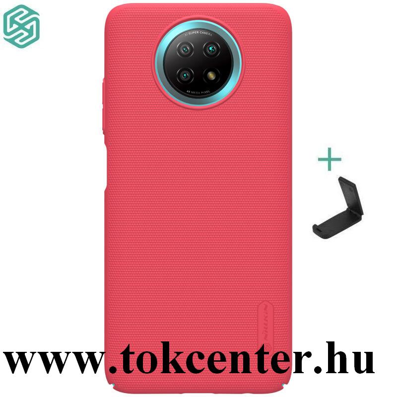 Xiaomi Redmi Note 9 5G NILLKIN SUPER FROSTED műanyag telefonvédő (gumírozott, érdes felület + asztali tartó) PIROS