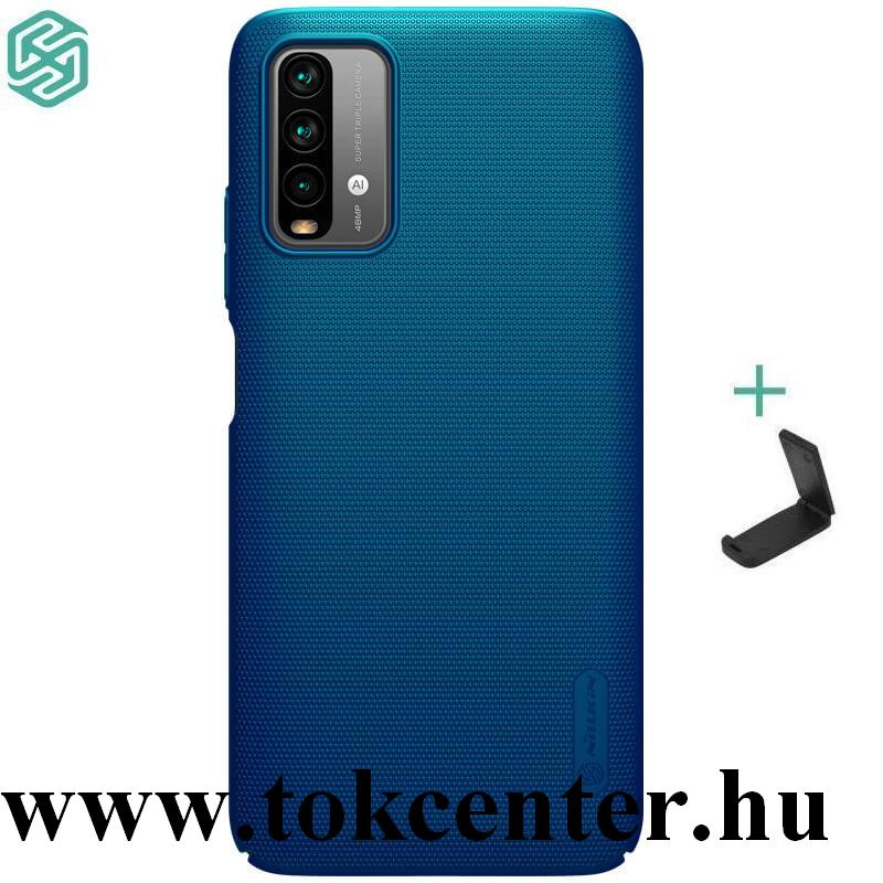 Xiaomi Redmi Note 9 4G NILLKIN SUPER FROSTED műanyag telefonvédő (gumírozott, érdes felület + asztali tartó) SÖTÉTKÉK