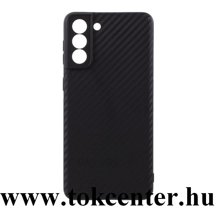 Samsung Galaxy S21 (SM-G991) 5G Szilikon telefonvédő (karbon minta) FEKETE