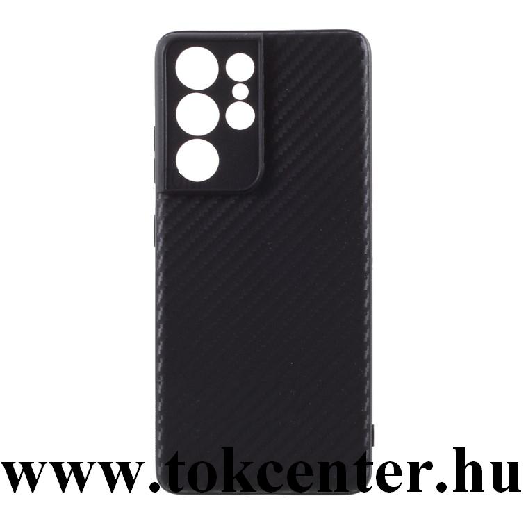 Samsung Galaxy S21 Ultra (SM-G998) 5G Szilikon telefonvédő (karbon minta) FEKETE